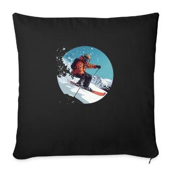 Pulverschnee und Action: Spüre die Winterfreiheit! - Sofakissenbezug 45 x 45 cm - Schwarz - Vorne