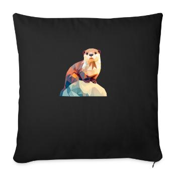 Playful Otter on Rugged Rock - Sofa pillowcase 17,3'' x 17,3'' (45 x 45 cm) - black - Front