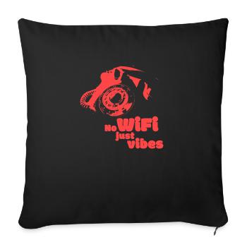 No Wifi, just Vibes - variant red - Sofa pillowcase 17,3'' x 17,3'' (45 x 45 cm) - black - Front