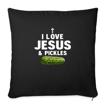 I Love Jesus & Pickles Pickle Vegan Cucumber - Sofakissenbezug 45 x 45 cm - Schwarz - Vorne