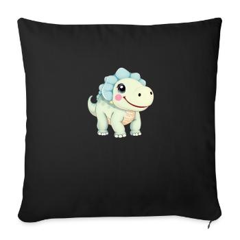 Niedlicher Cartoon-Dinosaurier mit freundlichem Lächeln - Sofakissenbezug 45 x 45 cm - Schwarz - Vorne