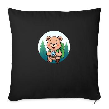 Cozy Bear Exploring Forest Path - Sofa pillowcase 17,3'' x 17,3'' (45 x 45 cm) - black - Front