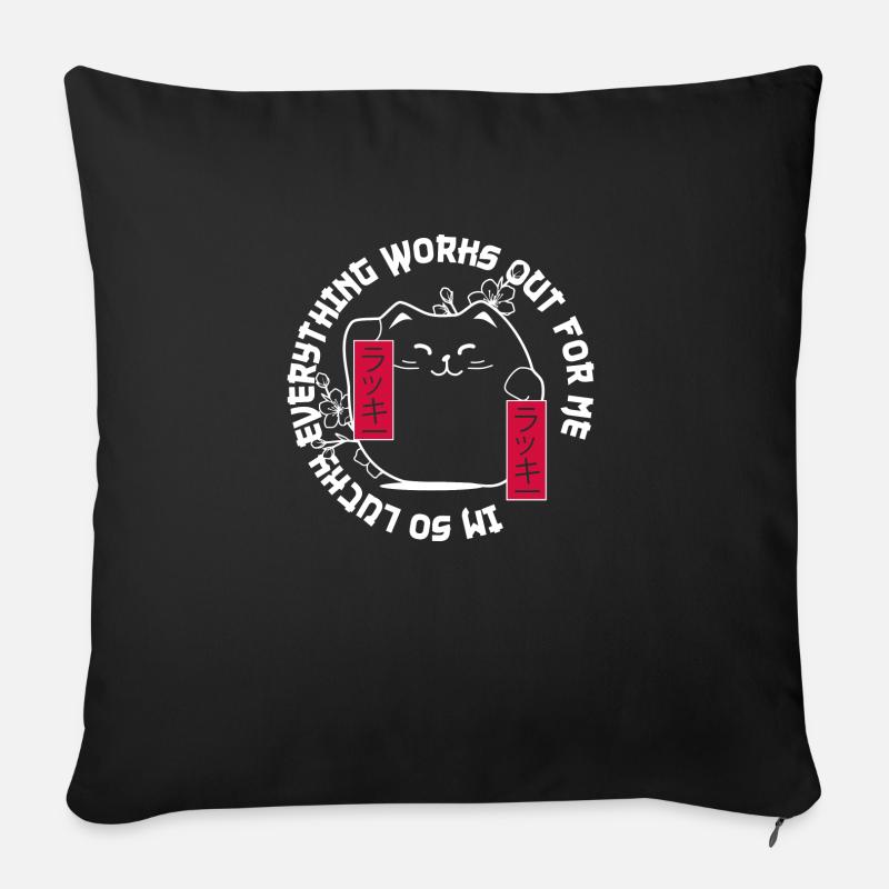Miau-magischer Glück - Sofakissenbezug 45 x 45 cm - Schwarz