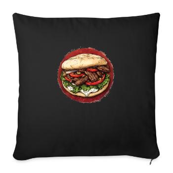 Hearty kebab with fresh ingredients - Sofa pillowcase 17,3'' x 17,3'' (45 x 45 cm) - black - Front