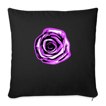 Jolie belle fleur de rose feuille roses romantique - Housse de coussin décorative 45 x 45 cm - noir - Devant