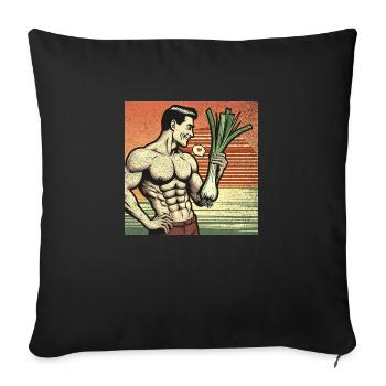 Planche à laver Poireau Planche à laver - Housse de coussin décorative 45 x 45 cm - noir - Devant
