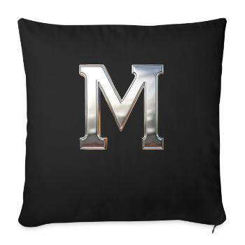 Chrome ,, M " Metallic - Sofakissenbezug 45 x 45 cm - Schwarz - Vorne