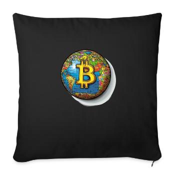 Bitcoin Global : La monnaie sans frontières ! - Housse de coussin décorative 45 x 45 cm - noir - Devant