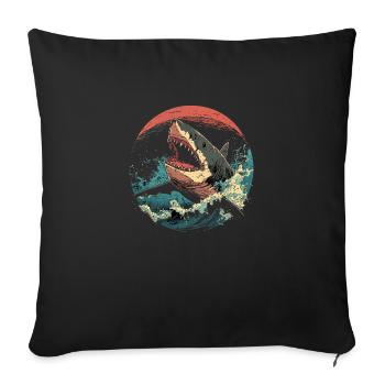 Attack of the Deep: The Power of the Shark! - Sofa pillowcase 17,3'' x 17,3'' (45 x 45 cm) - black - Front