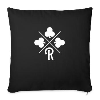 Lettre r trèfle porte bonheur - Housse de coussin décorative 45 x 45 cm - noir - Devant