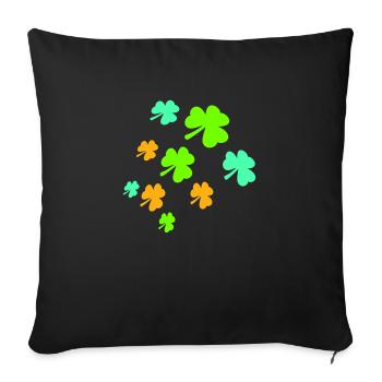 Shamrock Many Three-Leaf Leaves Green Pattern - Sofa pillowcase 17,3'' x 17,3'' (45 x 45 cm) - black - Front
