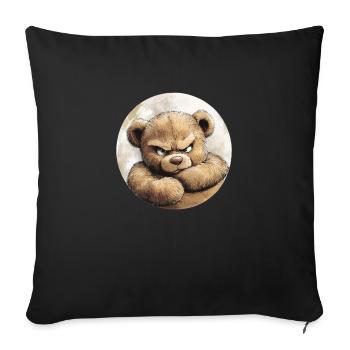 Grummel Teddy: Süß und stur - Sofakissenbezug 45 x 45 cm - Schwarz - Vorne