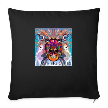 Skull City - Sofa pillowcase 17,3'' x 17,3'' (45 x 45 cm) - black - Front