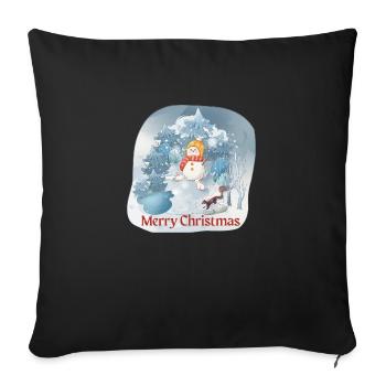 Snowman Merry Christmas - Sofa pillowcase 17,3'' x 17,3'' (45 x 45 cm) - black - Front