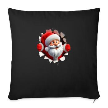 Santa in the hole from the front 3 - Sofa pillowcase 17,3'' x 17,3'' (45 x 45 cm) - black - Front