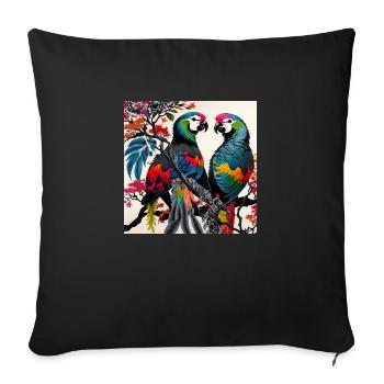 Parrots - Sofa pillowcase 17,3'' x 17,3'' (45 x 45 cm) - black - Front