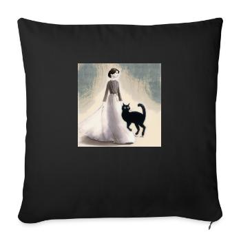 À propos d’un chat qui... - Housse de coussin décorative 45 x 45 cm - noir - Devant