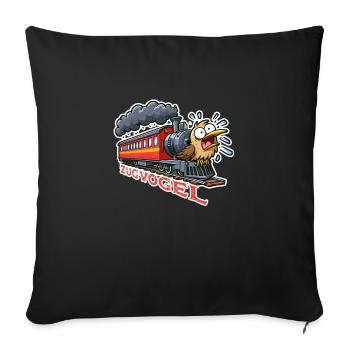 Zugvogel - Witziges Wortspiel im Cartoon Stil - Sofakissenbezug 45 x 45 cm - Schwarz - Vorne