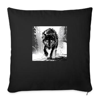 loup animal vecteur nature illustration design sauvage - Housse de coussin décorative 45 x 45 cm - noir - Devant