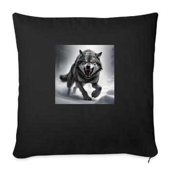 loup animal vecteur nature illustration design sauvage - Housse de coussin décorative 45 x 45 cm - noir - Devant
