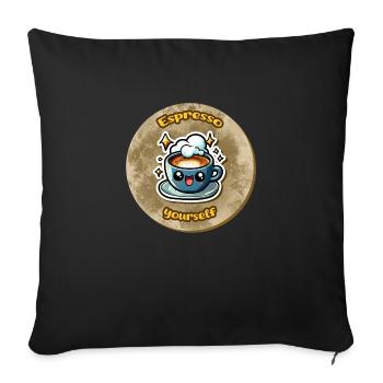 Espresso yourself - Jeu de mots amusant comme un dessin animé - Housse de coussin décorative 45 x 45 cm - noir - Devant