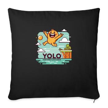Design "Leap of Joy" YOLO - Sofa pillowcase 17,3'' x 17,3'' (45 x 45 cm) - black - Front