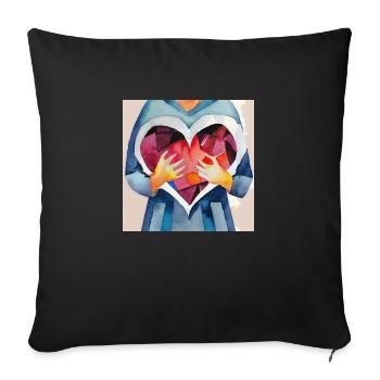 With all my heart - Sofa pillowcase 17,3'' x 17,3'' (45 x 45 cm) - black - Front
