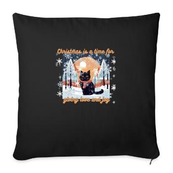 Christmas cat - Sofa pillowcase 17,3'' x 17,3'' (45 x 45 cm) - black - Front