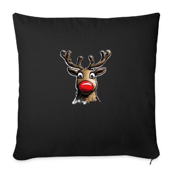 Renne Rudolf au nez rouge Noël - Housse de coussin décorative 45 x 45 cm - noir - Devant