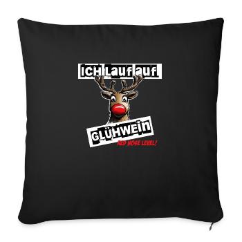 Ich lauf auf Glühwein red nose level Rentier - Sofakissenbezug 45 x 45 cm - Schwarz - Vorne
