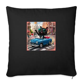 Cat on tour - I love Spain! - Madrid - Sofa pillowcase 17,3'' x 17,3'' (45 x 45 cm) - black - Front