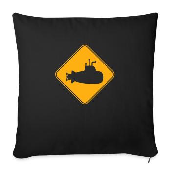Bouclier sous-marin Avertissement Avertissement Avis de danger Logo - Housse de coussin décorative 45 x 45 cm - noir - Devant