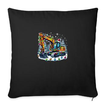 Excavator Driver Excavator Construction Site Christmas - Sofa pillowcase 17,3'' x 17,3'' (45 x 45 cm) - black - Front