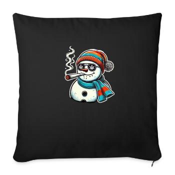 Kiffer Schneemann Winter Weihnachten Hanf - Sofakissenbezug 45 x 45 cm - Schwarz - Vorne