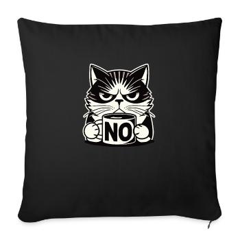 Chat agacé sans tasse - Morning Grouch - Housse de coussin décorative 45 x 45 cm - noir - Devant