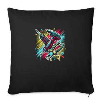 Outil d’artisan - Housse de coussin décorative 45 x 45 cm - noir - Devant