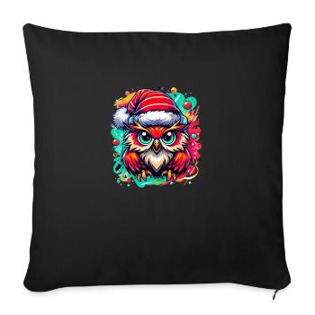 Christmas Owl Owl Christmas - Sofa pillowcase 17,3'' x 17,3'' (45 x 45 cm) - black - Front