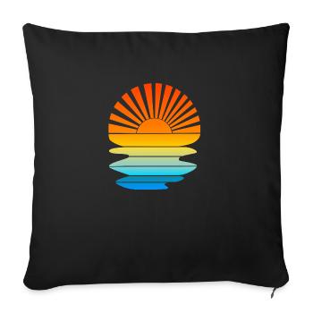 Retro sunset with waves - Sofa pillowcase 17,3'' x 17,3'' (45 x 45 cm) - black - Front