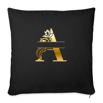 Personalisierter vergoldeter Blumenbuchstabe a - Geschenkidee - Sofakissenbezug 45 x 45 cm - Schwarz - Vorne
