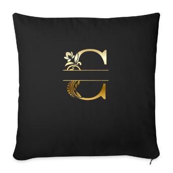 Personalized Letter c Gold Floral - Gift Idea - Sofa pillowcase 17,3'' x 17,3'' (45 x 45 cm) - black - Front