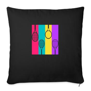 Tennis rétro - idée cadeau tennis - Housse de coussin décorative 45 x 45 cm - noir - Devant