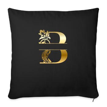 Personalized golden floral letter b - gift idea - Sofa pillowcase 17,3'' x 17,3'' (45 x 45 cm) - black - Front