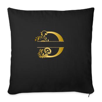Personalized floral gold letter D - gift idea - Sofa pillowcase 17,3'' x 17,3'' (45 x 45 cm) - black - Front