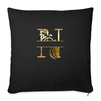 Personalized Letter n Gold Floral - Gift Idea - Sofa pillowcase 17,3'' x 17,3'' (45 x 45 cm) - black - Front