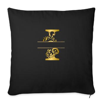 Personalised gilt floral letter i - gift idea - Sofa pillowcase 17,3'' x 17,3'' (45 x 45 cm) - black - Front