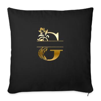 Personalisierter vergoldeter Blumenbuchstabe g - Geschenkidee - Sofakissenbezug 45 x 45 cm - Schwarz - Vorne