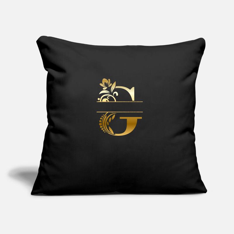 Personalisierter vergoldeter Blumenbuchstabe g - Geschenkidee Sofakissenbezug 45 x 45 cm