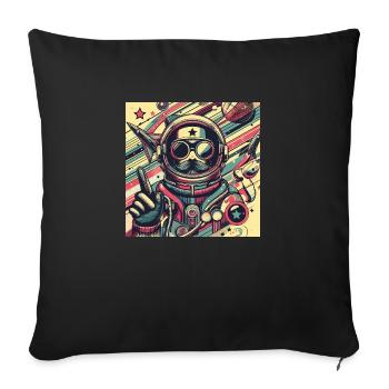 Retro Space Traveler - Sofa pillowcase 17,3'' x 17,3'' (45 x 45 cm) - black - Front