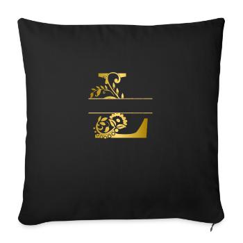 Personalized gold floral letter l - gift idea - Sofa pillowcase 17,3'' x 17,3'' (45 x 45 cm) - black - Front