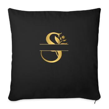 Personalisierte goldene Blumenbuchstaben - Geschenkidee - Sofakissenbezug 45 x 45 cm - Schwarz - Vorne